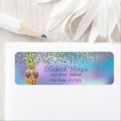 Étiquette Holographie élégante en diamants d'argent Ananas (En situation)