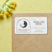 Étiquette Holographique Boho Arch Crescent Céleste Lune