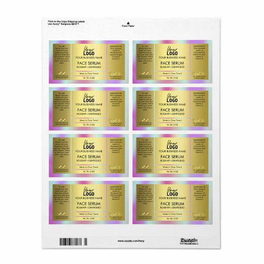 Étiquette Holographique Glam Et Gold Oil (Feuille entière)