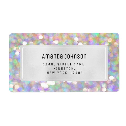 Étiquette Holographique RSVP encadré Boutique en ligne gris (Devant)