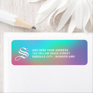 Étiquette Holographique Wonderland | Monogramme d'adresse de