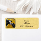 Étiquette Holstein Cow et Calf Farm Yellow (En situation)