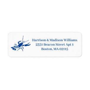 Étiquette homard bleu bleu minimaliste adresse personnalisée
