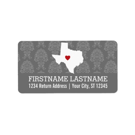Étiquette Home State Map Art - Mariage personnalisé Texas (Devant)