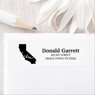 Étiquette Home State Outline Heart California Adresse