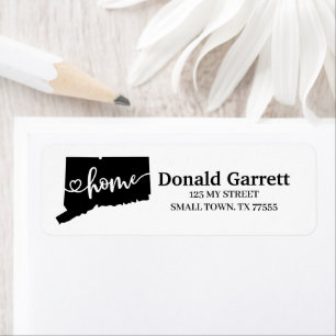 Étiquette Home State Outline Heart Connecticut Adresse