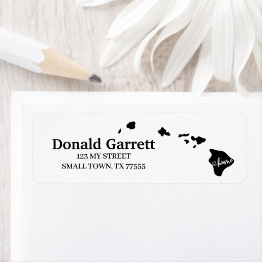 Étiquette Home State Outline Heart Hawaii Adresse (En situation)