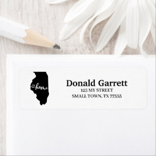 Étiquette Home State Outline Heart Illinois Adresse