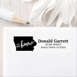 Étiquette Home State Outline Heart Iowa Adresse