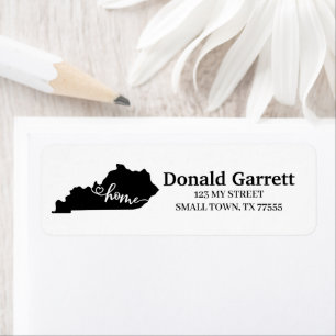 Étiquette Home State Outline Heart Kentucky Adresse