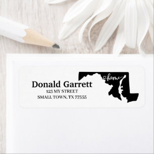 Étiquette Home State Outline Heart Maryland Adresse