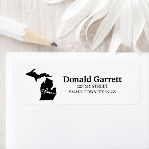 Étiquette Home State Outline Heart Michigan Adresse