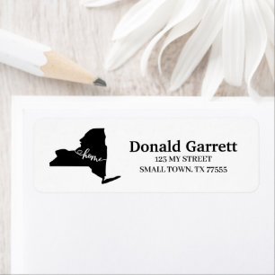 Étiquette Home State Outline Heart New York Adresse