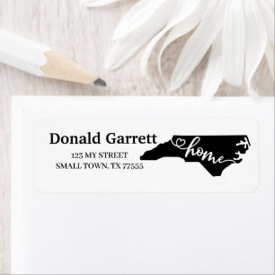 Étiquette Home State Outline Heart North Carolina Adresse