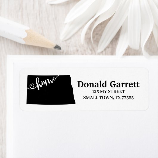 Étiquette Home State Outline Heart North Dakota Adresse (En situation)