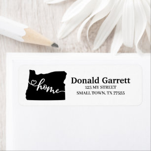 Étiquette Home State Outline Heart Oregon Adresse