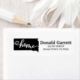 Étiquette Home State Outline Heart South Dakota Adresse