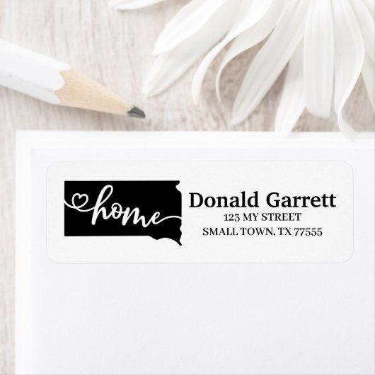 Étiquette Home State Outline Heart South Dakota Adresse (En situation)