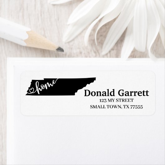 Étiquette Home State Outline Heart Tennessee Adresse (En situation)