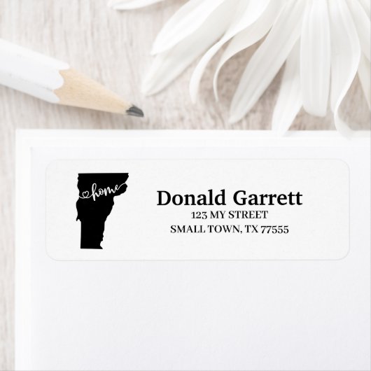 Étiquette Home State Outline Heart Vermont Adresse (En situation)