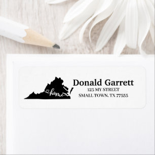 Étiquette Home State Outline Heart Virginia Adresse