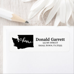 Étiquette Home State Outline Heart Washington Adresse