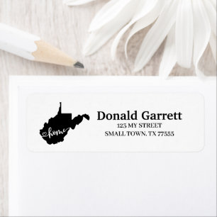 Étiquette Home State Outline Heart West Virginia Adresse