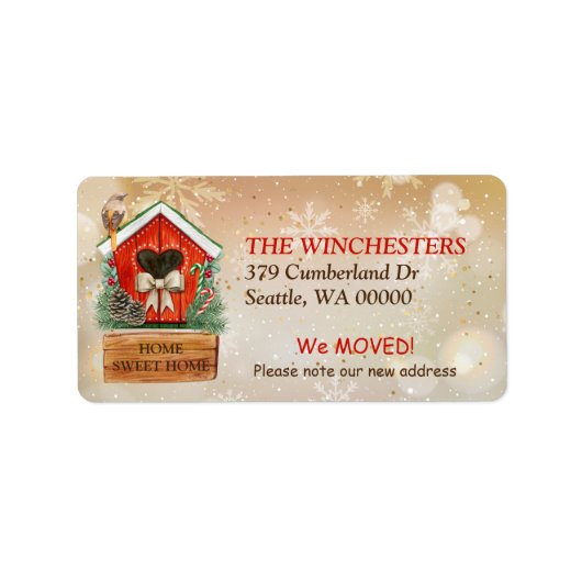 Étiquette Home Sweet Home Christmas Birdhouse Adresse (Devant)