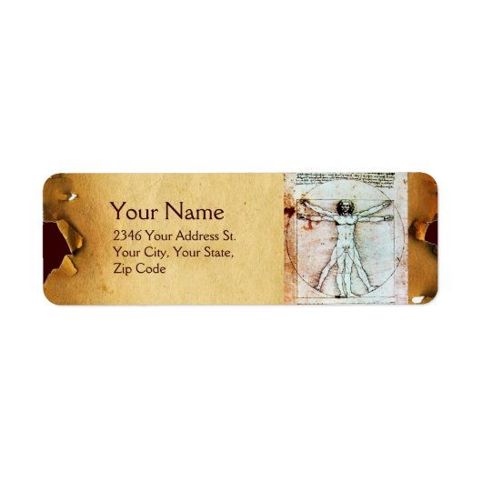 Étiquette HOMME VITRUVIEN, Parchemin Brown antique (Devant)