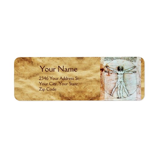 Étiquette HOMME VITRUVIEN, Parchemin Brown antique (Devant)