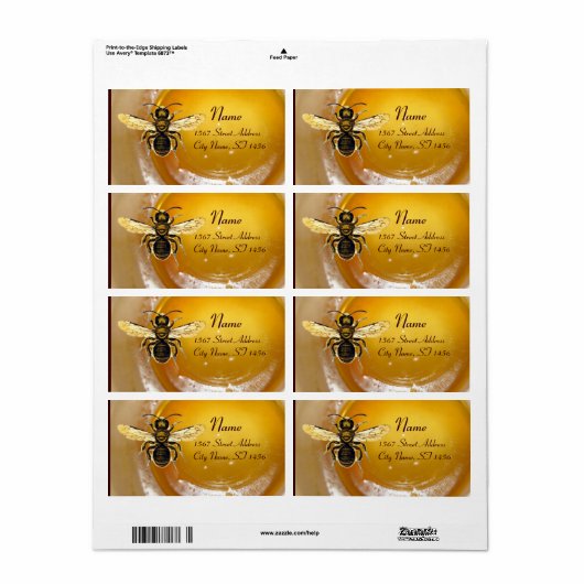 ÉTIQUETTE HONEY BEE, BEEKEEPER (Feuille entière)