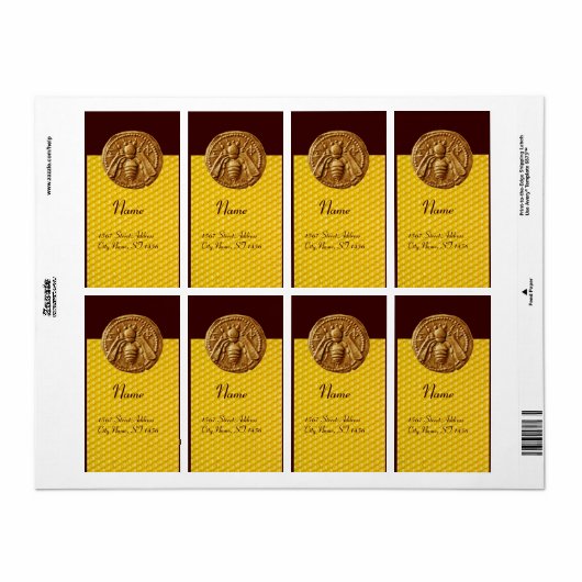 ÉTIQUETTE HONEY BEE, BEEKEEPER APIARIST (Feuille entière)