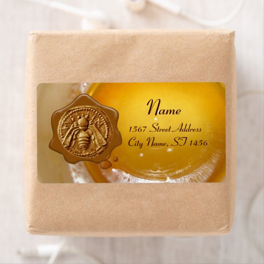 ÉTIQUETTE HONEY BEE, BEEKEEPER APIARY WAX SEAL (En situation)