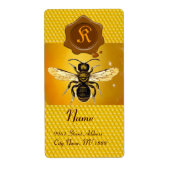ÉTIQUETTE HONEY BEE ,BEEKEEPER,BROWN  WAX SEAL  MONOGRAM (Devant)