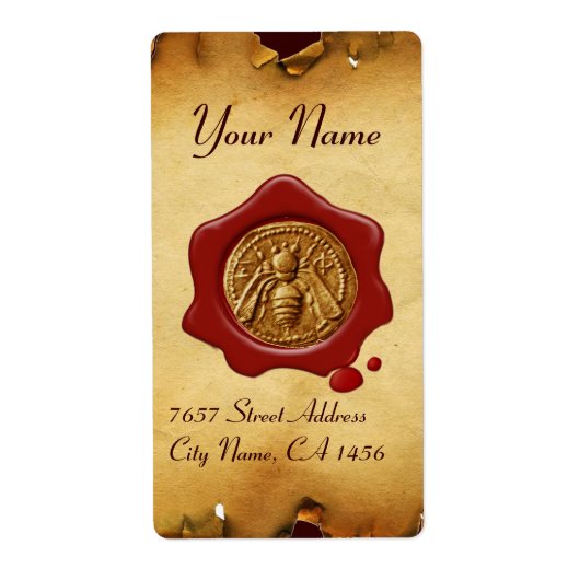 Étiquette HONEY BEE, OEUVRE ROUGE SCEAU DE CIRE, Parchemin B (Devant)