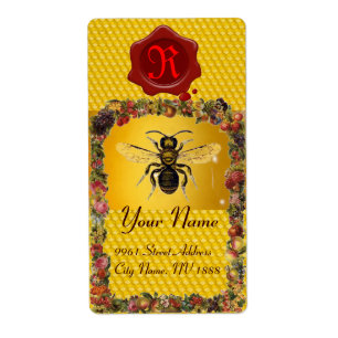 ÉTIQUETTE HONEY FLORAL BEE, BEEKEEPER, MONOGRAMME DE SCEAU D
