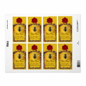 ÉTIQUETTE HONEY FLORAL BEE, BEEKEEPER, MONOGRAMME DE SCEAU D (Feuille entière)