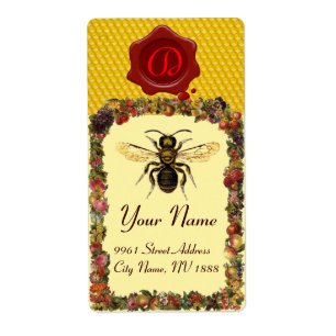 ÉTIQUETTE HONEY FLORAL BEE, BEEKEEPER, MONOGRAMME DE SCEAU D