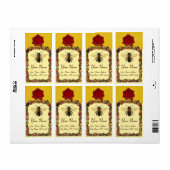 ÉTIQUETTE HONEY FLORAL BEE, BEEKEEPER, MONOGRAMME DE SCEAU D (Feuille entière)