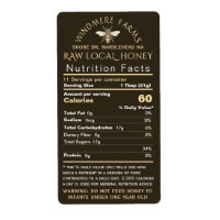 Honey Nutrition bébé Avertissement & Bee Taille de