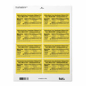 Étiquette Honey Nutrition Facts & Business Info Produit (Feuille entière)