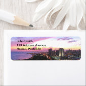 Étiquette Honolulu, paysage urbain Coucher de soleil Hawaii (En situation)