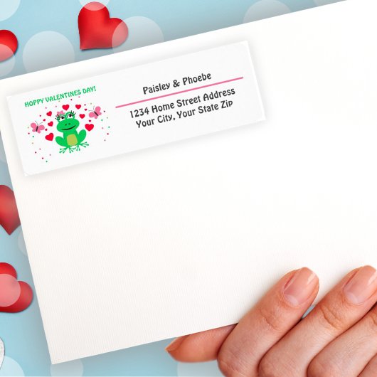 Étiquette "Hoppy" Frog Happy Valentines Day Adresse de retou