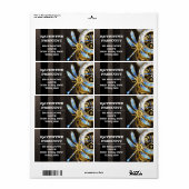 Étiquette Horloge à vapeur avec libellule mécanique (Feuille entière)