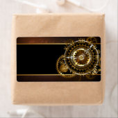 Étiquette Horloge Steampunk avec des engrenages anciens (En situation)
