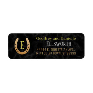 Étiquette Horseshoe Monogram Horse Racing Derby Adresse