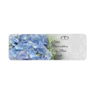 Étiquette Hortensias bleu faire-part de mariage