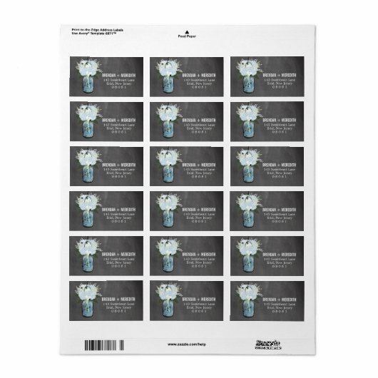 Étiquette Hortensias de pot de maçon de tableau | épousant (Feuille entière)