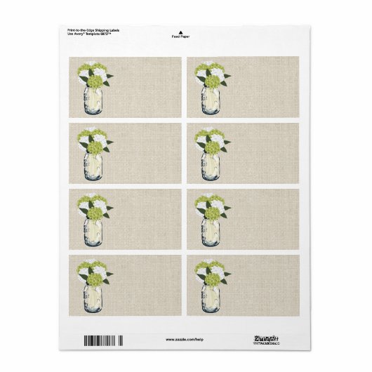 Étiquette Hortensias rustiques de pot de maçon de toile de (Feuille entière)