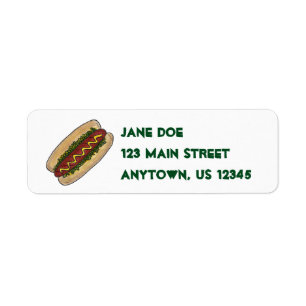 Étiquette Hot Dog Hotdog w/ Relish on Bun Address Labels